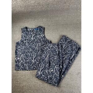 J.McLaughlin Set Womens XS / 2 Navy White Leaf Print Cotton Resortwear Summer